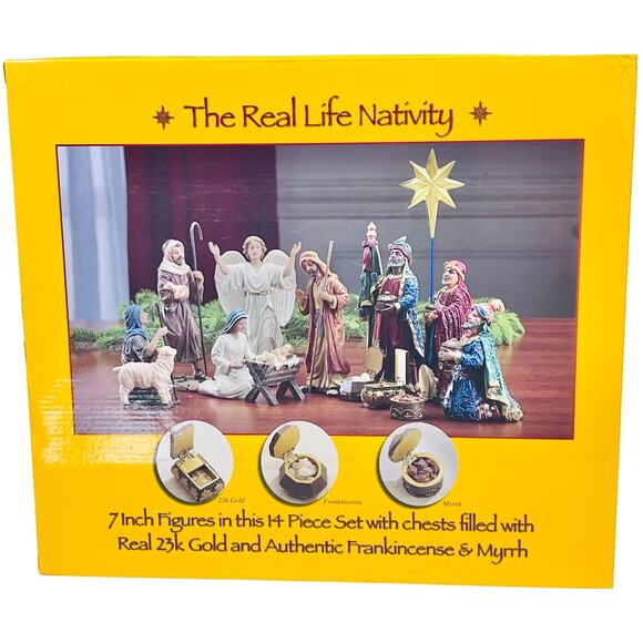 The Real Life Nativity 7" Figures 14 Piece Set By Three King Gifts New in Box - Picture 1 of 8